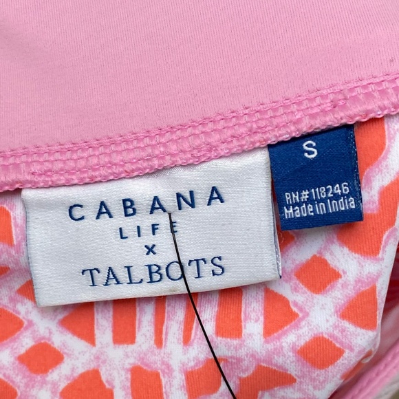 Cabana Life/Talbots Embroidered Tunic Dress Contrast Neckline Coral Lattice S - Picture 9 of 14